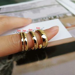 Wedding Rings Simple 246mm Stainless Steel Wedding Rings Golden Smooth Women Men Couple Ring Fashion Jewellery 230904