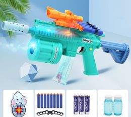 Hurtowe zabawki niestandardowe grę na zewnątrz pistolet paintball M416 Bubble Gun Soft Bullets Absorbent Acoustic Light Music 3 in1 Toy M416 dla chłopców pistola spara bolle di sapone