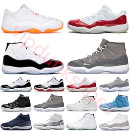 Jumpman 11s Basketball Shoes 11 Cherry DMP 25th Anniversary Cement Cool Grey Low 72-10 White Bred Concord Space Jam Off UNC Valentines Day Women Sneakers US 13