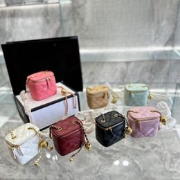 2024cross Body Designer Bag Makeup Bag Crossbody Small Vanity with Chain Quality Leather Saddle Luxurys Handbags Diamond Lattice Golden Ball Women Shoulder