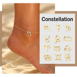 Bohemian 12 Zodiac Constellation Anklets For Women Vintage Gold Silver Colour Leg Bracelet Anklet Trend Jewellery Gift
