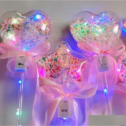 Party Favour Princess Light-Up Magic Ball Wand Glow Stick Witch Wizard Led Wands Halloween Chrismas Rave Toy For Kids Drop Delivery Hom Dhvrx