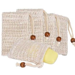 Fashion Nice Natural Ramie Shower Exfoliator Sponge Pouch Comfortable Blister Mesh Soap Saver Bag Foaming Net275k