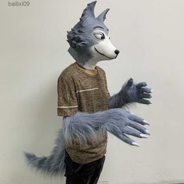 Party Masks Anime BEASTARS Legosi Cosplay Glove Mask Tail Latex Adult Animal Costume Props Wolf Claws T230905