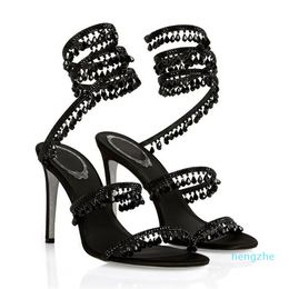 Elegant Sandals Shoes For Women Stiletto Heel Glitter Soles Lady High Heels Party Wedding White Black
