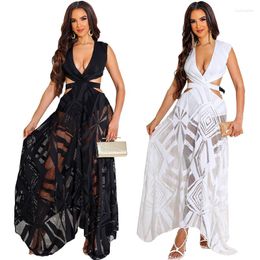 Casual Dresses Hollow Out Y2k Party Night Dress Summer Contrast Sexy Slim Fit Women High Waist Club Wedding Birthday Vestidos