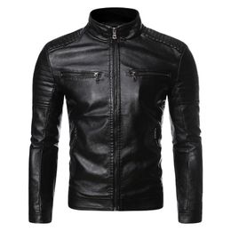 Men's Leather Faux Autumn Men Jacket Fashion Mens Vintage Casual Motorcycle Jackets Biker Zipper Pockets Coats 230904