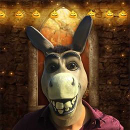 Party Masks Adult Creepy Funny Latex Donkey Horse Head Animal Mask Halloween Cosplay Zoo Props Party Festival Costumes Mask one size T230907