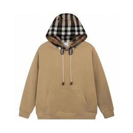 Designer Hoodie Tide Brand Hooded Sweater Classic Plaid Stitching Loose Pullover Men Women Hoodies Fashion Cotton Jacket