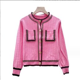 825 2023 Autumn Brand SAme Style Sweater Long Sleeve Crew Neck Cardigan Blue Pink Green Fashion Womens Clothes High Quality Womens yuecheng
