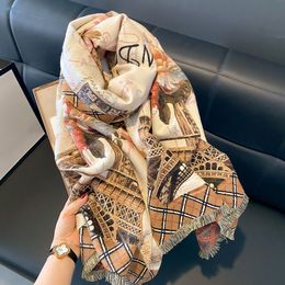 Scarves designer scarf cashmere classic plaid fringed scarf for mens womens luxury fashion accessories 4 Season foulard luxury bufanda Tower printing 180x65cm