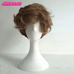 Perucas Cosplay Animais Fantásticos Os Crimes de Grindelwald t Scamander Peruca Cosplay Curto Marrom Encaracolado Resistente Ao Calor Perucas de Cabelo Peruca Cap 230904