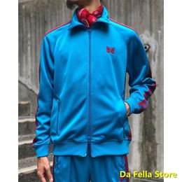 Mens Jackets Blue Needles Poly Smooth Track Men Women High Quality AWGE Jacket Red butterfly embroidery COATS 230904