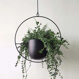 Metal Hanging Flower Pot Plant Hanger Chain Hanging Planter Basket Flower Vase Plant Holder Home Garden Balcony Decoration C01252683