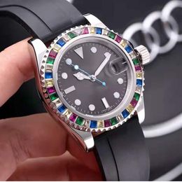Casual Watches Original Automatic Movements Rubber Strap First Quality Sapphire mirror Men-watch Colorful Diamond Decoration Watch285y
