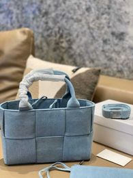 10A Quality Botegss Ventss Arco handbags online shop Denim tote bag large woven womens capacity vegetable basket canvas one shoulder cross With Real Logo