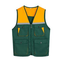 Men's Vests Coat Men Multi Pocket Cargo Jackets Vest Soild Splicing Slim Coats Sleeveless Casual Work Outwear Male Clothing 230904