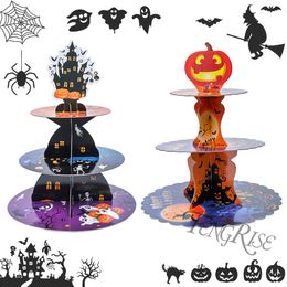Other Event Party Supplies Halloween Pumpkin Castle Cupcake Stand Happy Halloween Decoration For Home Dessert Cake Stand Kids Horror Party Supplies 230905