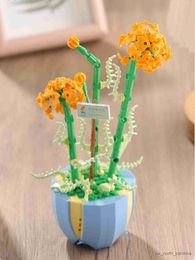Blocks Flowers potted office home simulation creative decoration Children puzzle building blocks Birthday Valentine's Mother's Day R230905