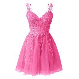 Short Tulle Lace Appliques Sweetheart Homecoming Dresses Beads Princess Mini Cocktail Formal Occasion Birthday Prom Graudation Cocktail Party Gowns