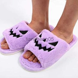 Slippers Fashion Pumpkins Demon Plush Slipper For Halloween Autumn Winter Warming Slippers Gift For Birthday X0905