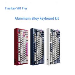 Keyboards Finalkey Keyboard V81 Plus mekanik Game aluminium Aloi mendukung Bluetooth berkabel 2 4g Via colokan panas berslot 230905