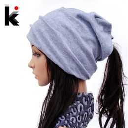 Beanie/Skull Caps Spring and Autumn beanies muffler scarf dual-use fashion hat cotton cap covering cap turban beanie hats for women 230905