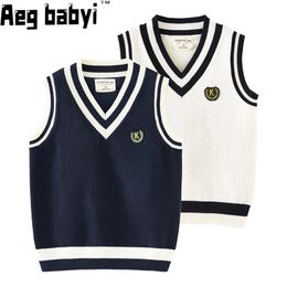 Waistcoat Autumn Spring Adolescent Casual Kids Boys Girls Outerwear Sweater Vest V Neck Sleeveless Pullover Knit School Sweater Waistcoat 230904