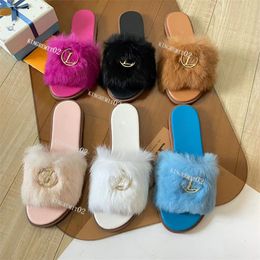 Designer Slippers Wool Slipper Lock it Sandal Women Shoes Sheepskin Loafers Slip On Flat Slides