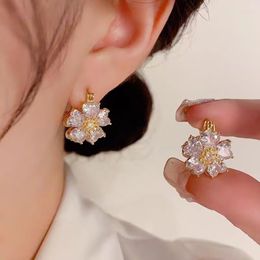 Dangle Earrings Fashion Trend Unique Design Elegant Delicate Double Sided Zircon Flower Basket For Ladies Jewellery Party Premium Gift