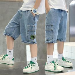 Trousers Age For 4-14 Years Children Short Pants Casual Kids Summer Baby Boys Loose Shorts Denim Blue Color Fashion Style 2023