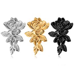 Navel Bell Button Rings Vanku 2pcs Elegant Roses Flowers Ear Hanger Weights For Stretched Stainless Steel Ear Gauges Ear Plugs Tunnels Body Jewellery 230905