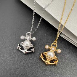 Designer necklace vivi top High version New Saturn Cat Boat Pendant Collar Chain Simple Diamond Necklace Accessories Jewelry Valentine's Day romantic gift