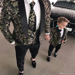 Boy's Suits 3 Pieces Beach Wedding Tuxedos For Kid Peaked Lapel Formal Prom Suit Jacket Pants Vest Little Boys Formal Wear227G