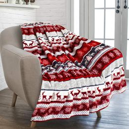 Blankets Christmas Blanket Snowflake Print Soft Cozy Plush Thicken Keep Warm Space Saving Elk Print Sofa Bed Blanket For Home 230904