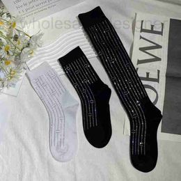 Socks & Hosiery Designer Stockings New Letter Hot Diamond for Women Fashionable Vertical Striped Mid tube sock Paris Same Versatile Fashion EMLL