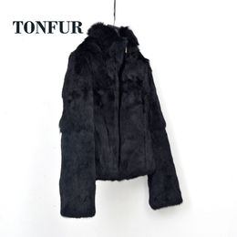 Womens Fur Faux Women Top Brand 100% Genuine Full Pelt Rabbit Coat with Zipper High Street Casual Vintage Natural Jacket WSR258 230904