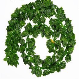 2M Long Simulation Plants Green Ivy Leaf Fake Grape Vine Artificial Flower String Foliage Leaves Home Wedding Garden Decoration GB261a