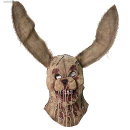 Party Masks Cafele Bloody Rabbit Bunny Mask Halloween Scary Mask Creepy Halloween Cosplay Costume Props Halloween Party Animal Dress Up T230905