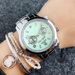 Fashion Brand women's Girl 2 Dials New York style steel metal band Quartz wrist Watch M6112301t