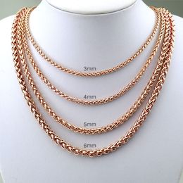 Mixed Link Chain Vacuum Plating Rose Gold Tone Hip Hop Necklace Jewellery 3~6mm