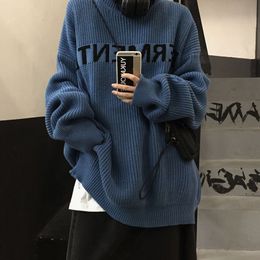 Womens Sweaters Gidyq Autumn Women Knitted Sweater Korean Casual Letter Bf Loose Long Sleeve Tops Y2K Female Streetwear All Match Jumper 230904