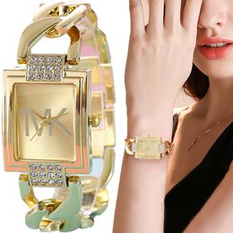 Wristwatches Luxury TVK Brand Womens Watch Fashionable Temperament Style Metal Strap Square Quartz Clock 230905