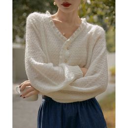 Womens Sweaters Women Mohair Sweater Thin Knitted Jacket Retro Cardigan Lazy Soft Autumn Big Girls Tops #1016 230904