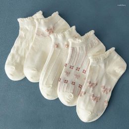 Women Socks 5pair /Lot For Crew Colourful Ankle No Show Low Cut Invisible Cotton Thin Non-slip Silicone Breathable Walking White