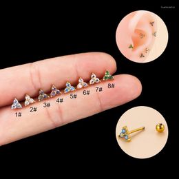 Stud Earrings 1Piece 0.8mm Thin Rod Stainless Steel For Women Fashion Jewellery Mini Colour Zircon Piercing