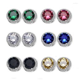 Stud Earrings Cubic Zirconia Colorful Cutting Pink Blue Crystal For Women Wedding Gifts Jewelry Drop