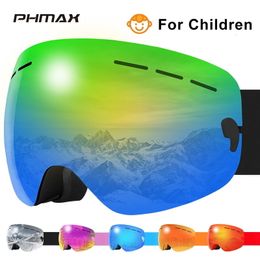 Ski Goggles PHMAX Childrens Winter Snowmobile Equipment Glasses Kid AntiFog Snowboarding 230904