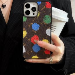 Luxury Phone Case Brand Letter Colour Dots Apple 14plus Phones Cases Leather Dirt Resistant 13 12 Anti Drop 11 Cellphone Protection Cover