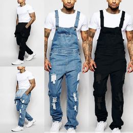 Men's Jeans Ripped Denim Overalls Fashion Full Length Suspender Pants Homme High Street Jumpsuit Distressed Casual Trousers 230904